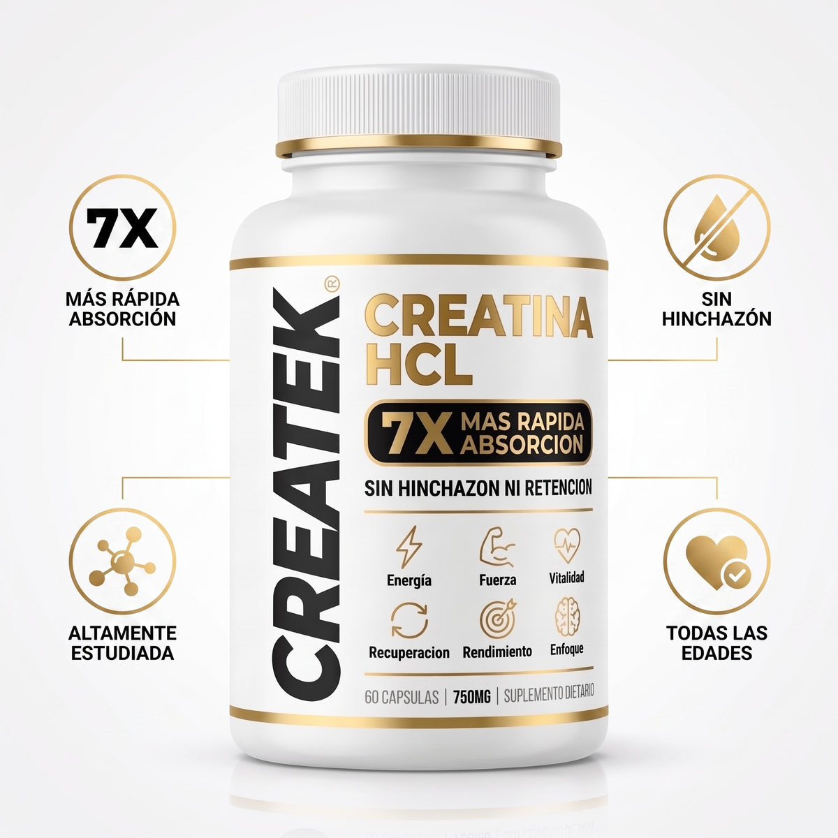 CREATEK® Creatina HCL - Recuperá Tu Mejor Versión