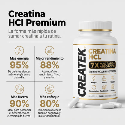 CREATEK® Creatina HCL - Recuperá Tu Mejor Versión
